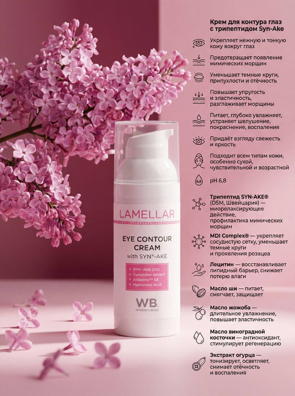 Крем для контура глаз с трипептидом Syn-Ake - 50 мл